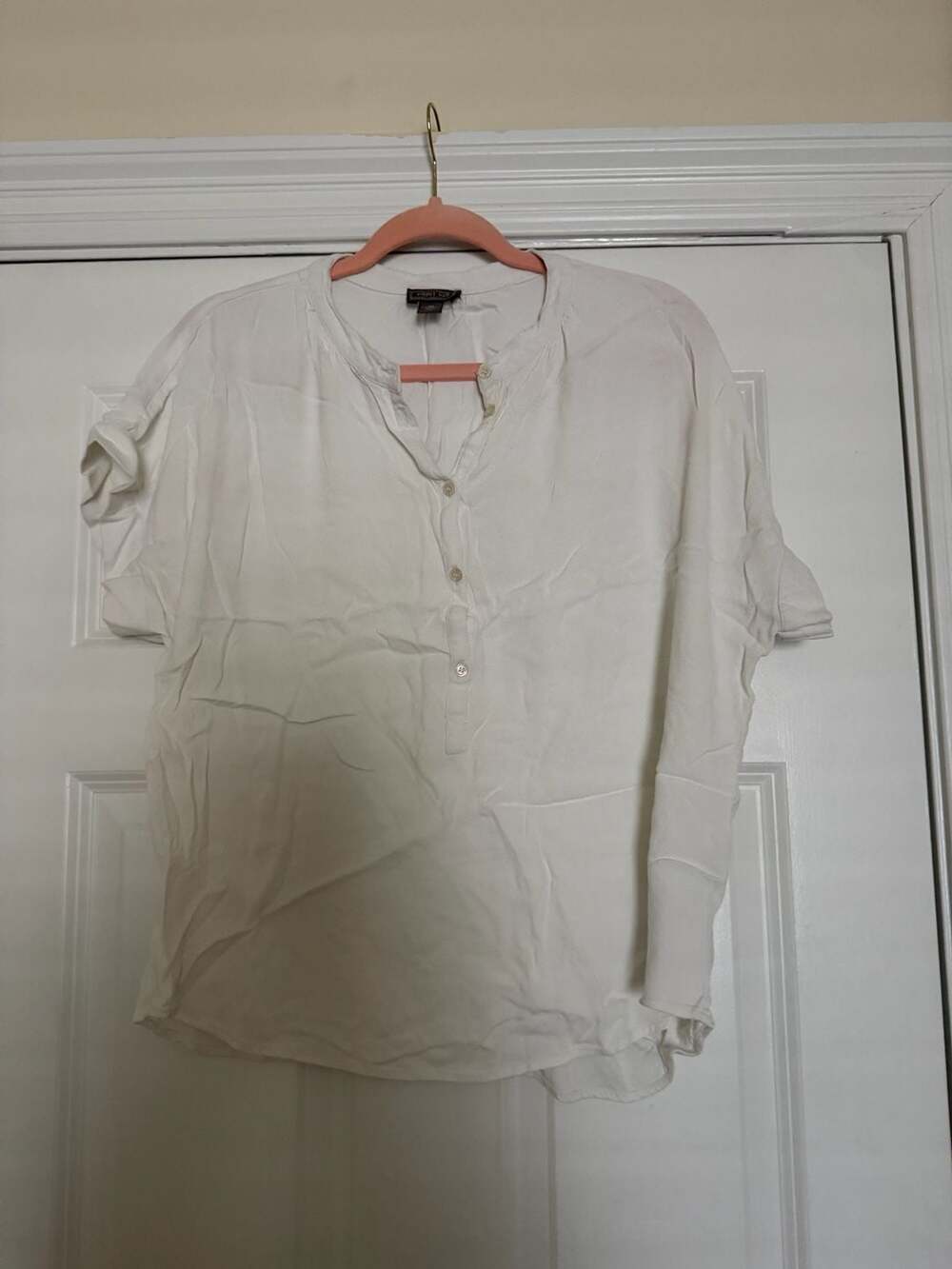 Point Sur White Short Sleeve Button Down Shirt Top Size M